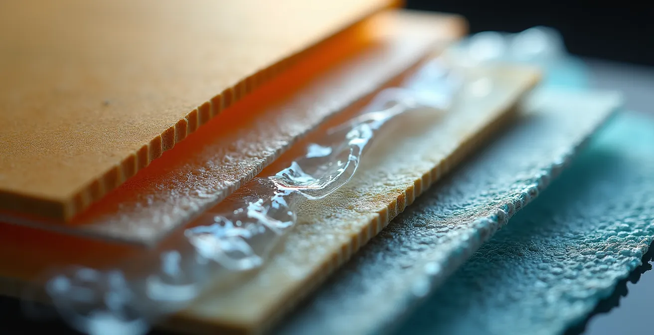 Vue macro de matériaux d'emballage professionnels avec textures variées